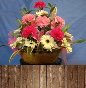 Carnations, Gerberas & Lillies Basket